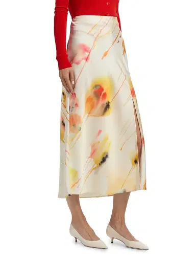 Jason Wu Collection Women's Floral Satin Midi-Skirt - Limoncello Multi - Size 12 | Thumbnail 4