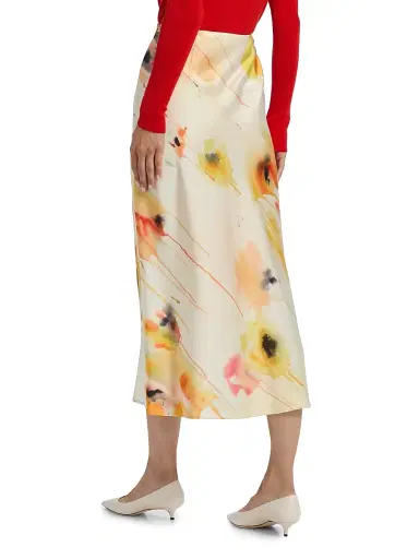 Jason Wu Collection Women's Floral Satin Midi-Skirt - Limoncello Multi - Size 12 | Thumbnail 5