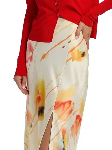 Jason Wu Collection Women's Floral Satin Midi-Skirt - Limoncello Multi - Size 12 | Thumbnail 6