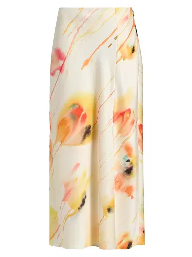 Jason Wu Collection Women's Floral Satin Midi-Skirt - Limoncello Multi - Size 12 | Thumbnail 1