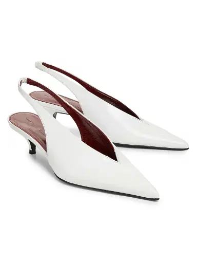 Proenza Schouler Women's Slash 40MM Leather Slingback Pumps - White - Size 9.5 | Thumbnail 2