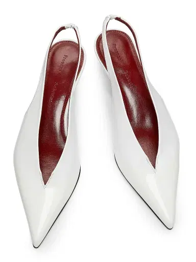 Proenza Schouler Women's Slash 40MM Leather Slingback Pumps - White - Size 9.5 | Thumbnail 4