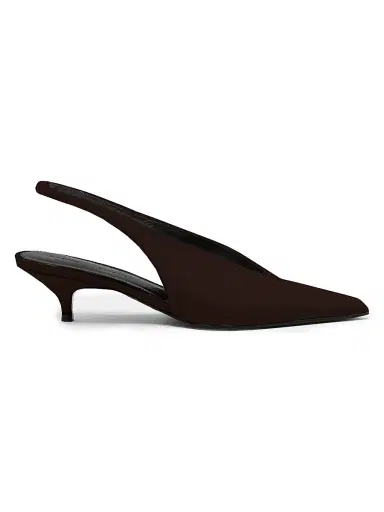 Proenza Schouler Women's Slash 40MM Suede Slingback Pumps - Chocolate - Size 11 | Thumbnail 1