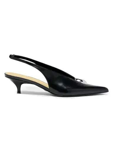Proenza Schouler Women's Dome Slash 40MM Leather Slingback Pumps - Black - Size 10.5 | Thumbnail 1