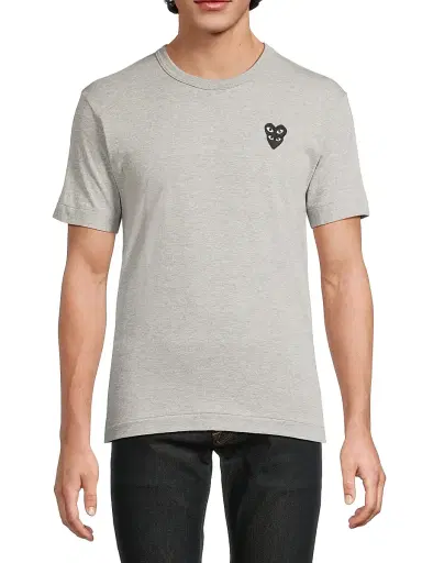Comme des Garçons Men's Double Heart Cotton Jersey T-Shirt - Grey - Size Small | Thumbnail 3 Comme des Garçons Men's Double Heart Cotton Jersey T-Shirt - Grey - Size Small | Thumbnail 3