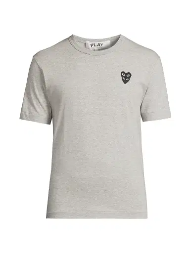 Comme des Garçons Men's Double Heart Cotton Jersey T-Shirt - Grey - Size Small | Thumbnail 1 Comme des Garçons Men's Double Heart Cotton Jersey T-Shirt - Grey - Size Small | Thumbnail 1