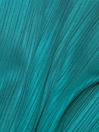 Pleats Please Issey Miyake Women's Monthly Colors: October Long-Sleeve Top - Turquoise Green | Thumbnail 7