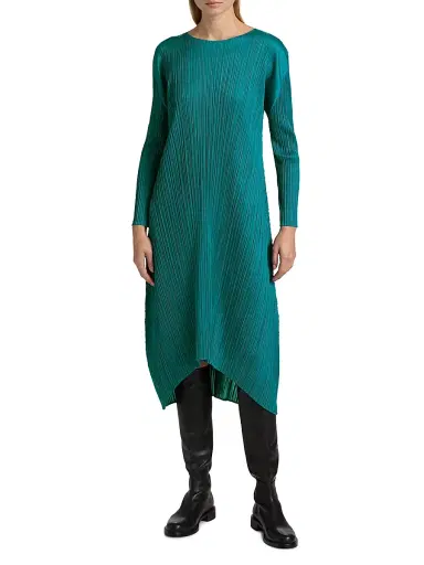 Pleats Please Issey Miyake Women's Monthly Colors: October Midi-Dress - Turquoise Green | Thumbnail 2 Pleats Please Issey Miyake Women's Monthly Colors: October Midi-Dress - Turquoise Green | Thumbnail 2