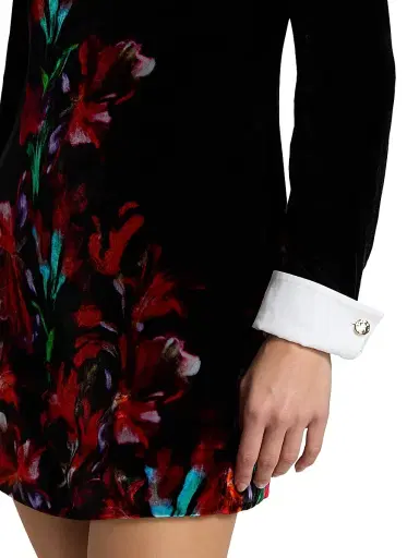 Saloni Women's Lucia Floral Velvet Minidress | Thumbnail 6