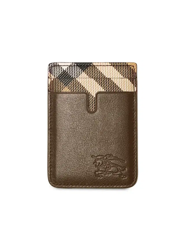 Burberry Men's EKD & Check Leather Phone Card Case - Sand