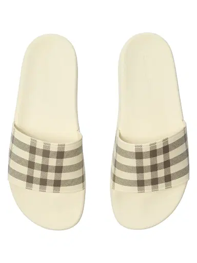 Burberry Women's Furley Check Slides - Light Beige Check - Size 11 Sandals | Thumbnail 4