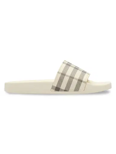 Burberry Women's Furley Check Slides - Light Beige Check - Size 11 Sandals | Thumbnail 1