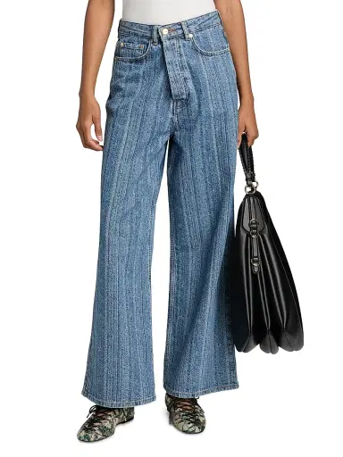 Ganni Women's Striped Baggy-Fit Jeans | Thumbnail 3 Ganni Women's Striped Baggy-Fit Jeans | Thumbnail 3