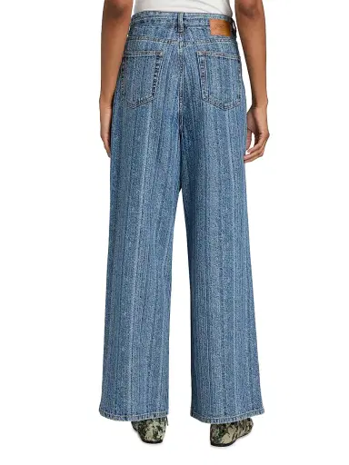 Ganni Women's Striped Baggy-Fit Jeans | Thumbnail 5 Ganni Women's Striped Baggy-Fit Jeans | Thumbnail 5