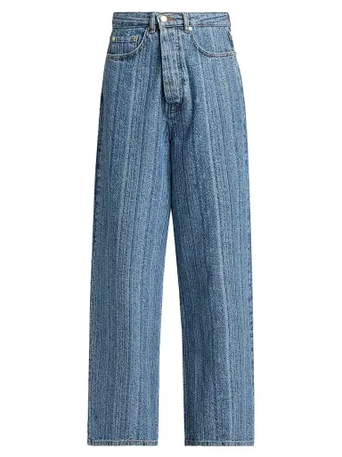 Ganni Women's Striped Baggy-Fit Jeans | Thumbnail 1 Ganni Women's Striped Baggy-Fit Jeans | Thumbnail 1