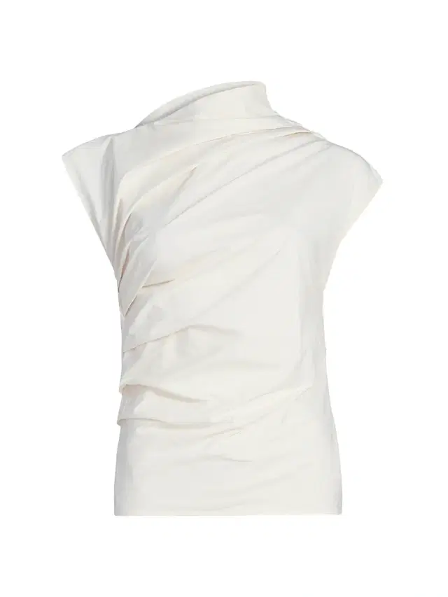 Ganni Women's Stretch-Cotton Ruched Top - White