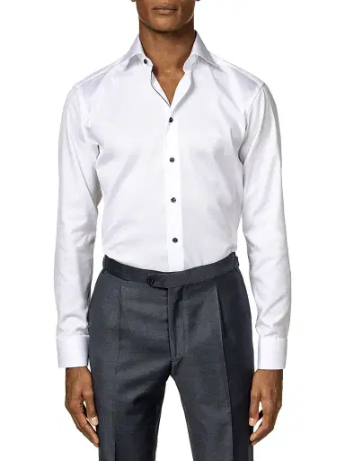 Eton Men's Slim-Fit Twill Shirt - White Navy - Size 17.5 | Thumbnail 2 Eton Men's Slim-Fit Twill Shirt - White Navy - Size 17.5 | Thumbnail 2