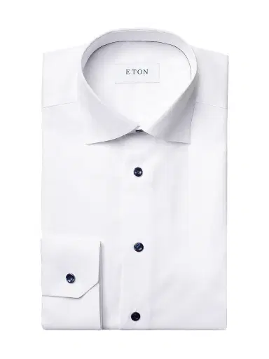 Eton Men's Slim-Fit Twill Shirt - White Navy - Size 17.5 | Thumbnail 1 Eton Men's Slim-Fit Twill Shirt - White Navy - Size 17.5 | Thumbnail 1