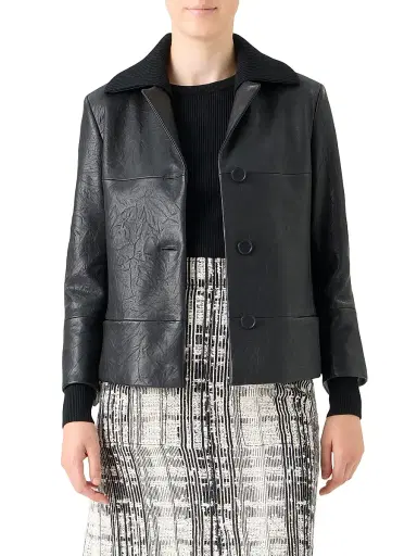 Akris punto Women's Crinkled Leather Jacket - Black | Thumbnail 3
