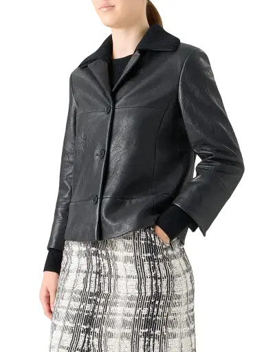 Akris punto Women's Crinkled Leather Jacket - Black | Thumbnail 4