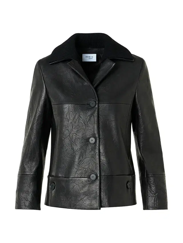 Women's Crinkled Leather Jacket - Black