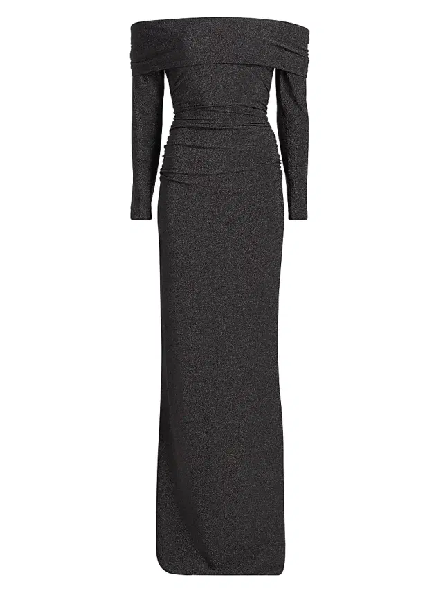 Chiara Boni La Petite Robe Women's Oleta Starry Shimmer Off-the-Shoulder Gown - Charcoal