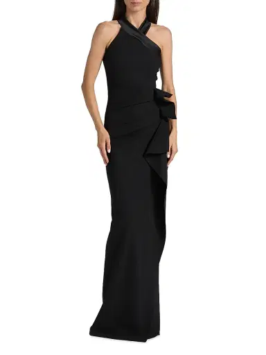 Chiara Boni La Petite Robe Women's Gudis Jersey Ruffle Halterneck Gown | Thumbnail 3