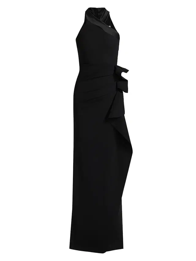 Chiara Boni La Petite Robe Women's Gudis Jersey Ruffle Halterneck Gown - Black