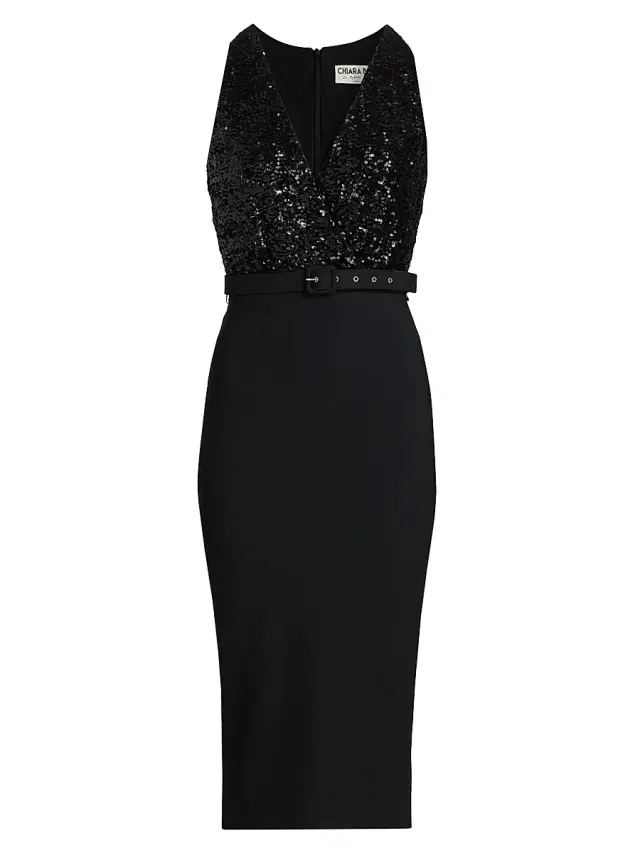 Chiara Boni La Petite Robe Women's Rona Sequined Belted Cocktail Dress - Black