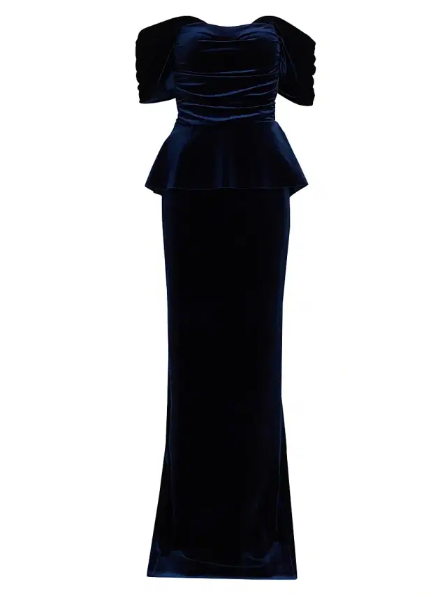 Chiara Boni La Petite Robe Women's Vesina Off-the-Shoulder Velvet Gown - Blue Notte