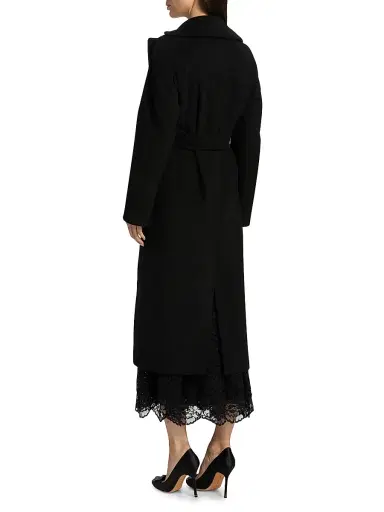 Chiara Boni La Petite Robe Women's Exbal Embellished Virgin Wool-Blend Belted Coat - Black | Thumbnail 5