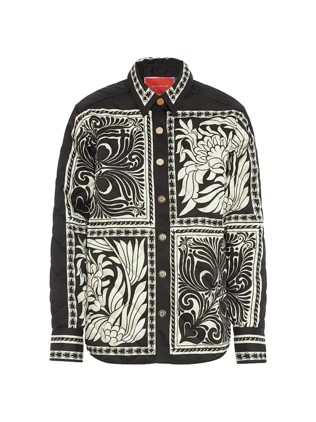 La DoubleJ Women's Iris Shirt Jacket - Mix Tiles Placee Black