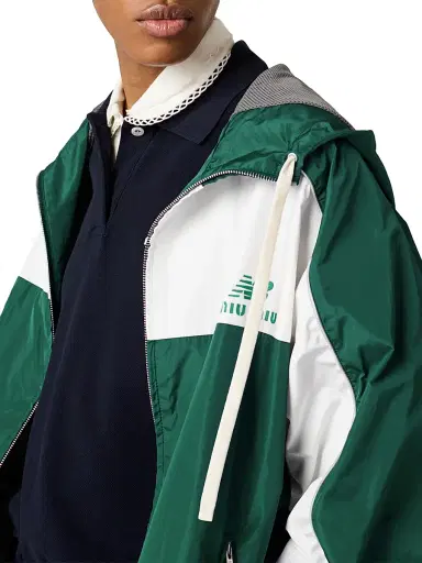 Miu Miu Women's New Balance x with Coco Gauff Technical Poplin Hoodie Jacket - Green - Size 12 | Thumbnail 4