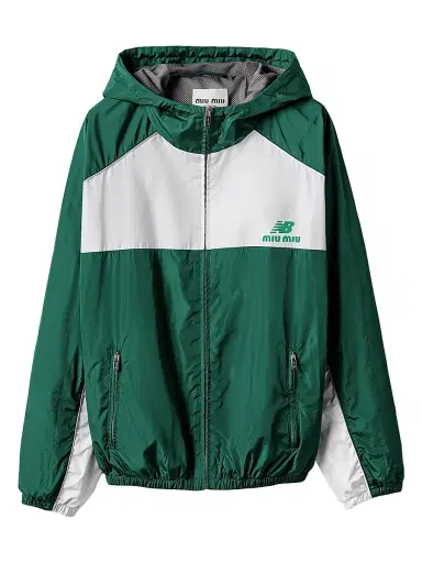 Miu Miu Women's New Balance x with Coco Gauff Technical Poplin Hoodie Jacket - Green - Size 12 | Thumbnail 1