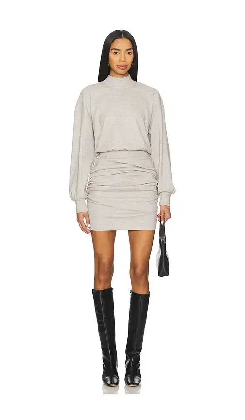 susana monaco Fleece Mock Gathered Dress