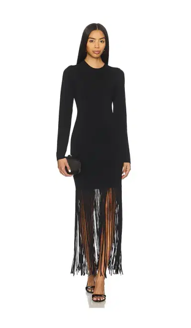 NICHOLAS Fiorella Long Sleeve Dress With Fringe | Thumbnail 1 NICHOLAS Fiorella Long Sleeve Dress With Fringe | Thumbnail 1