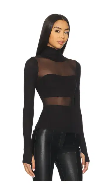 Michael Lauren Rem Long Sleeve Fitted Turtleneck Top | Thumbnail 2