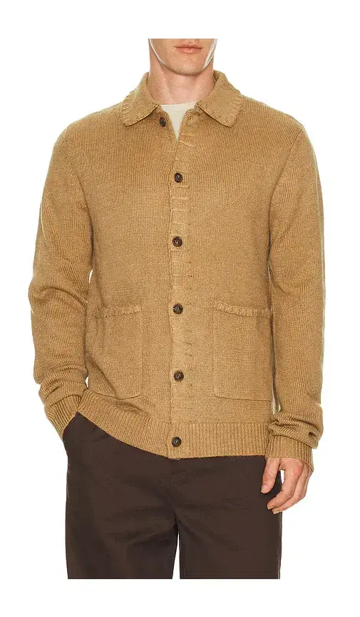 Whip Stitch Button Up Knit Cardigan