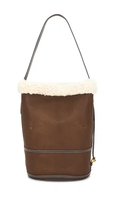 Polo Ralph Lauren Shearling & Tumbled Leather Sling Bucket Bag Medium | Thumbnail 2