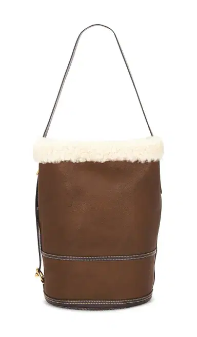 Polo Ralph Lauren Shearling & Tumbled Leather Sling Bucket Bag Medium | Thumbnail 1