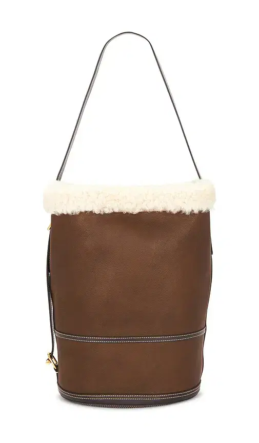 Polo Ralph Lauren Shearling & Tumbled Leather Sling Bucket Bag Medium