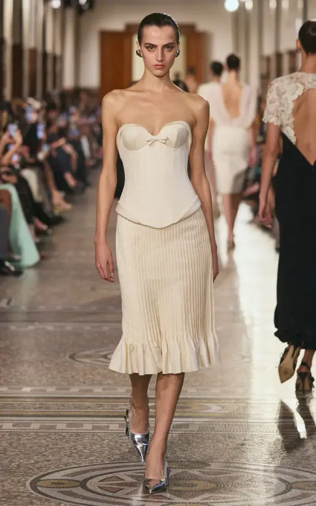 Pleated Chiffon Midi Skirt