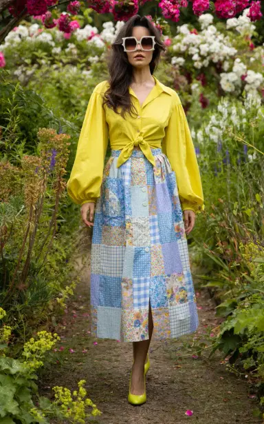 Lena Hoschek Cloud Nine Cotton Quilted A-Line Midi Skirt | Thumbnail 2