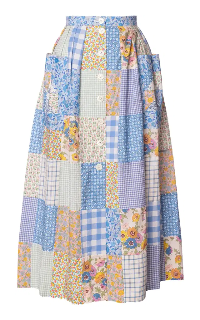 Cloud Nine Cotton Quilted A-Line Midi Skirt