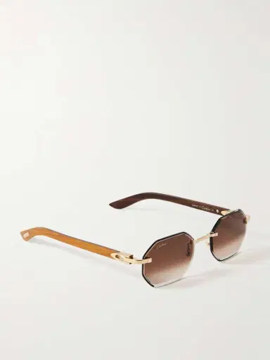Cartier Eyewear Octagon-frame Gold-tone And Wood Sunglasses | Thumbnail 3 Cartier Eyewear Octagon-frame Gold-tone And Wood Sunglasses | Thumbnail 3
