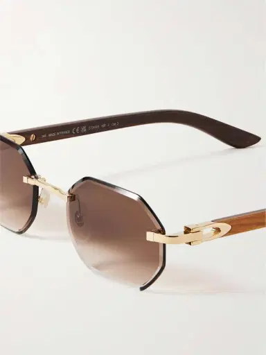 Cartier Eyewear Octagon-frame Gold-tone And Wood Sunglasses | Thumbnail 4 Cartier Eyewear Octagon-frame Gold-tone And Wood Sunglasses | Thumbnail 4