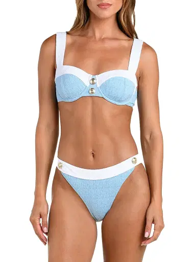 L'AGENCE Women's Colorblock Chic Alexandria Underwire Bikini Top - Powder Blue | Thumbnail 3