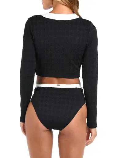 L'Agence Women's Adaline Colorblock Cropped Swim Cardigan | Thumbnail 4