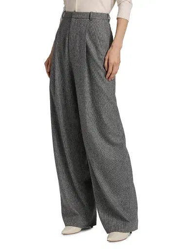 Vince Women's Roma Check High-Rise Wide-Leg Trousers - Dark Grey Check | Thumbnail 4 Vince Women's Roma Check High-Rise Wide-Leg Trousers - Dark Grey Check | Thumbnail 4