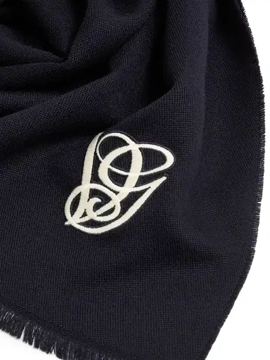Valentino Garavani Men's Wool Scarf with Embroidery - Navy | Thumbnail 3